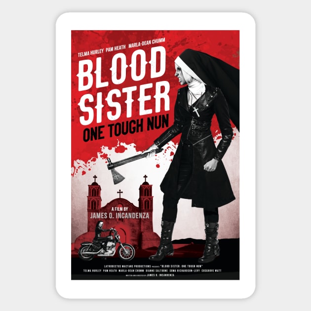 Blood Sister: One Tough Nun movie poster Sticker by chrisayerscreative